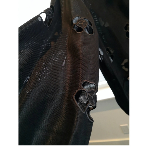 Chanel black camelia logo cutout bomber jacket - Picture 6 of 7